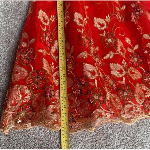 Chinese Cheongsam - Formal Red and Gold Embroidered Qipao - Picture 11 of 12